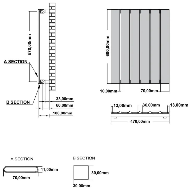 Eastbrook Deddington radiator 45x60cm 296W chroom