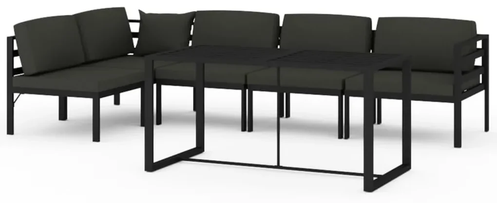 vidaXL 6-delige Loungeset met kussens aluminium antracietkleurig
