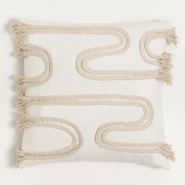 Vierkant Kussen 45x45 Cm Van Reni-katoen Beige – Linnen - Sklum