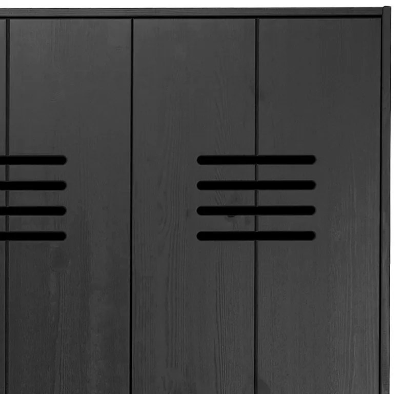 Vtwonen Locker Lockerkast 3-deurs Zwart - 123x40x186cm.