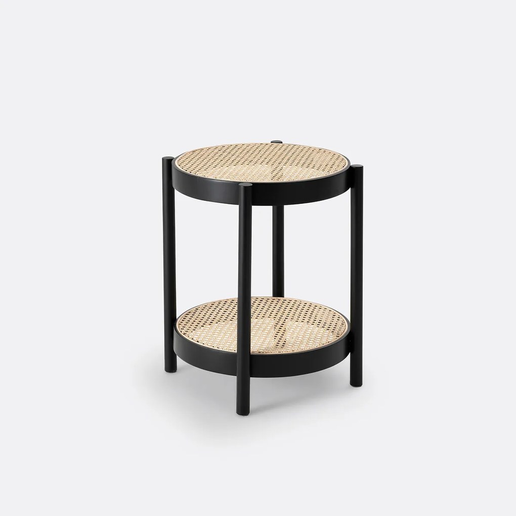 Nachttafel, 2 tafelbladen in rotan, Cedak