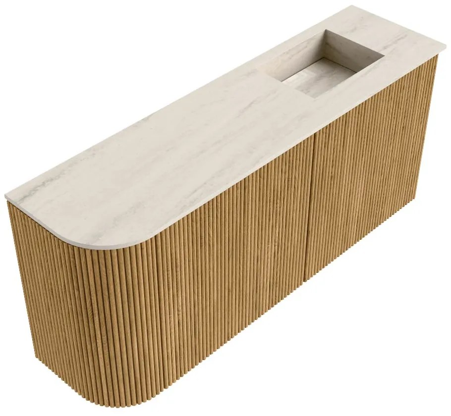 Mondiaz Joya DLux 90cm toiletmeubel ronding links oak met wastafel faye rechts 1 kraangat meli