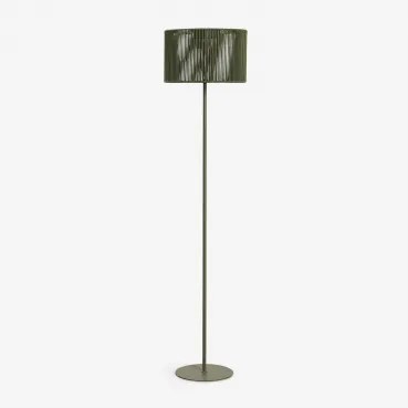 Draadloze Led-zonnevloerlamp Voor Buiten In Ijzer En Gevlochten Touw Krabi Groen – Intens Olijf - Sklum