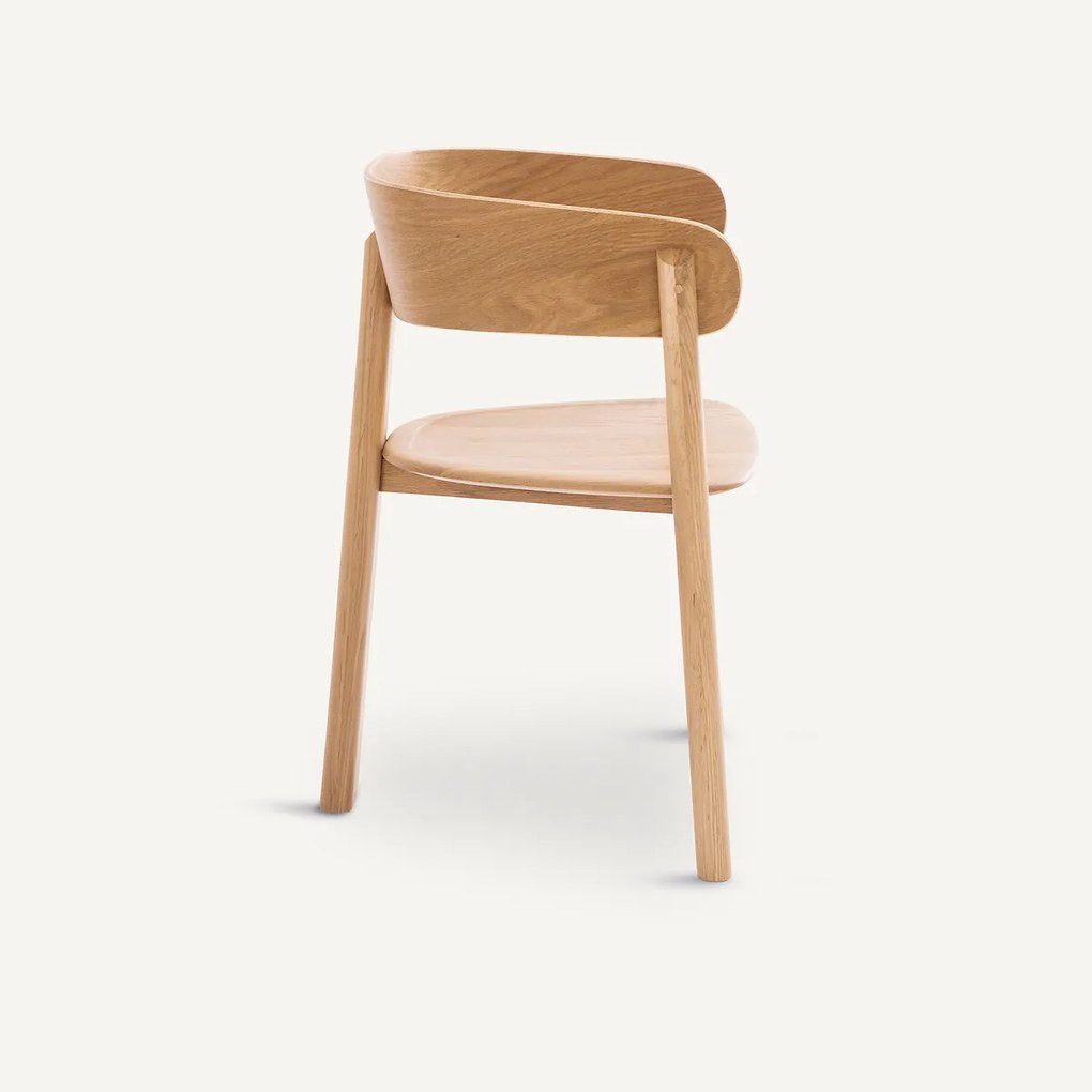 Tafelfauteuil, 3 poten, massief eiken, Marais, ontwerp Emmanuel Gallina