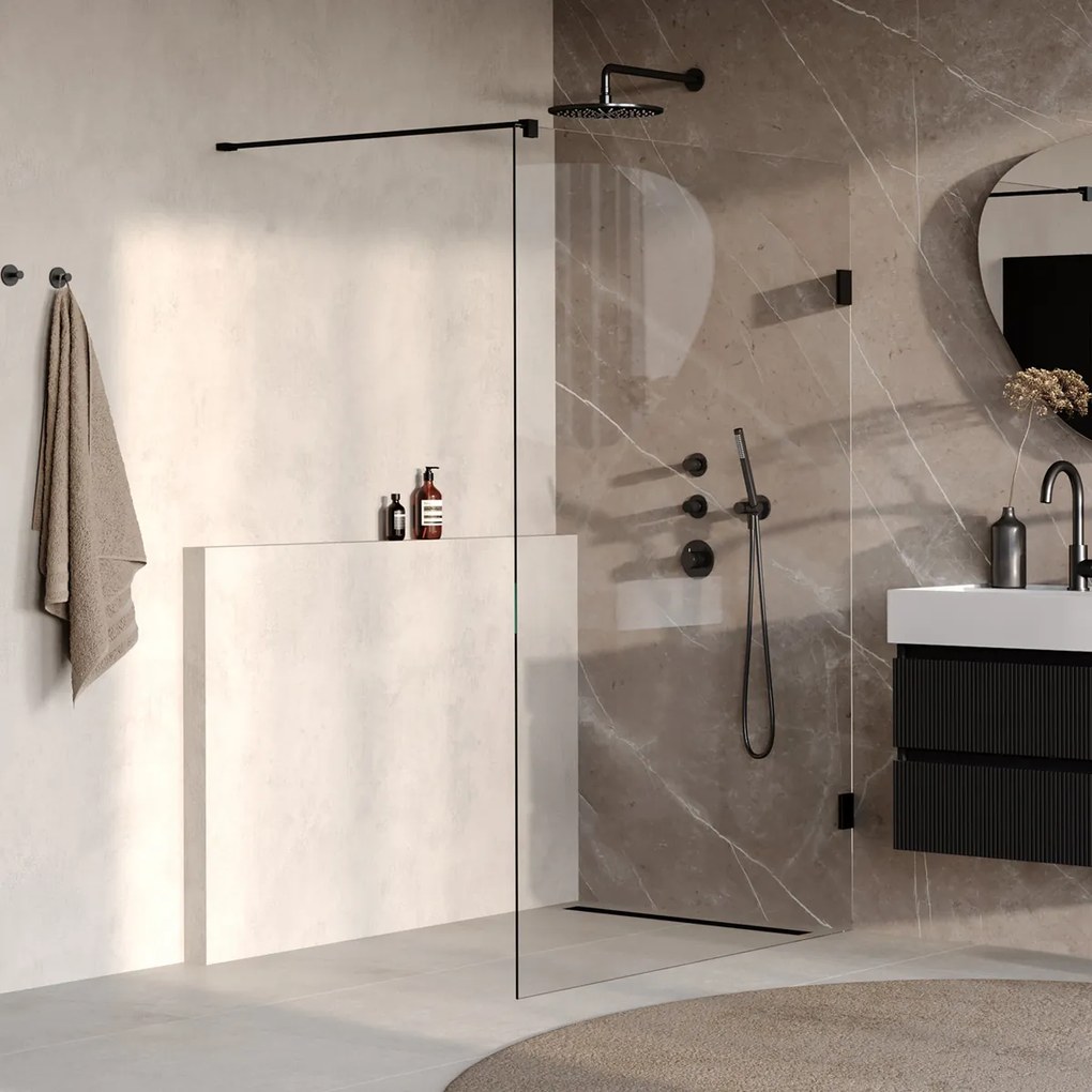 Brauer Void profielloze inloopdouche 130cm zwart mat