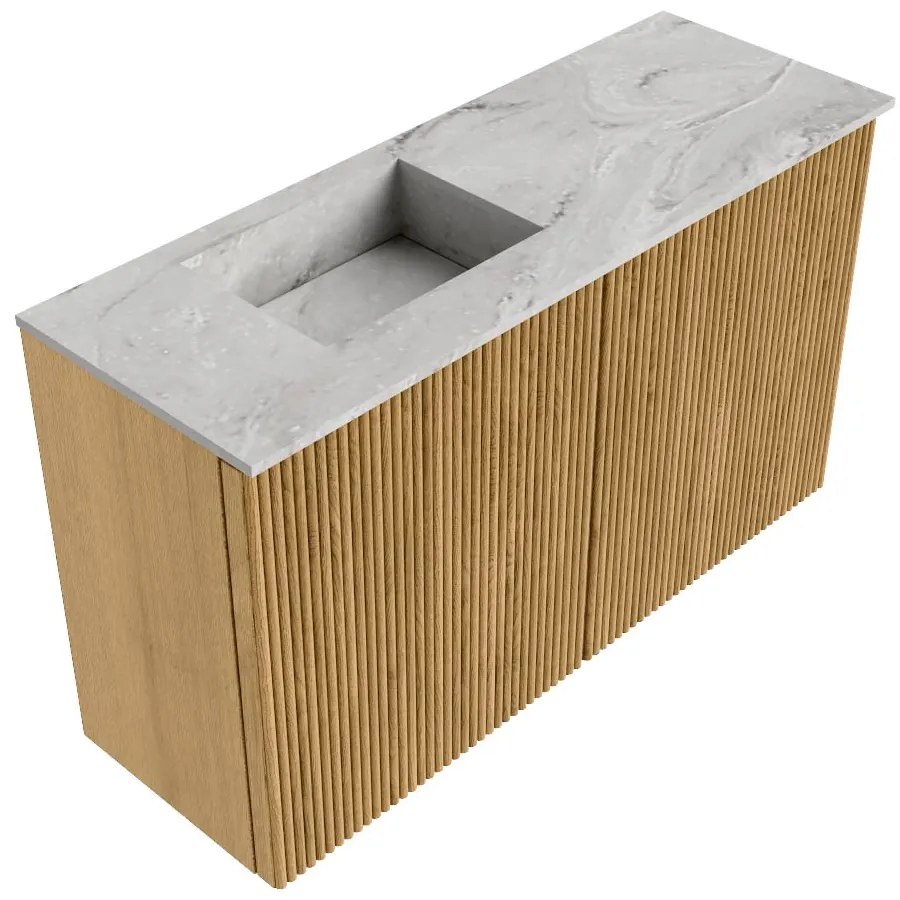 Mondiaz Joya DLux 70cm toiletmeubel oak met wastafel faye links 1 kraangat glace