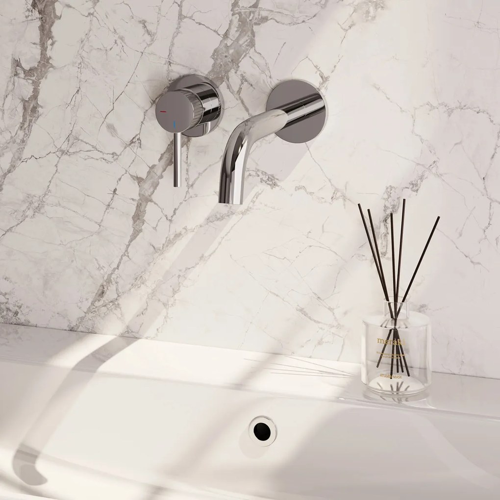 Brauer Stripe inbouw wastafelkraan ColdStart met gebogen uitloop en rozetten model A2 chroom