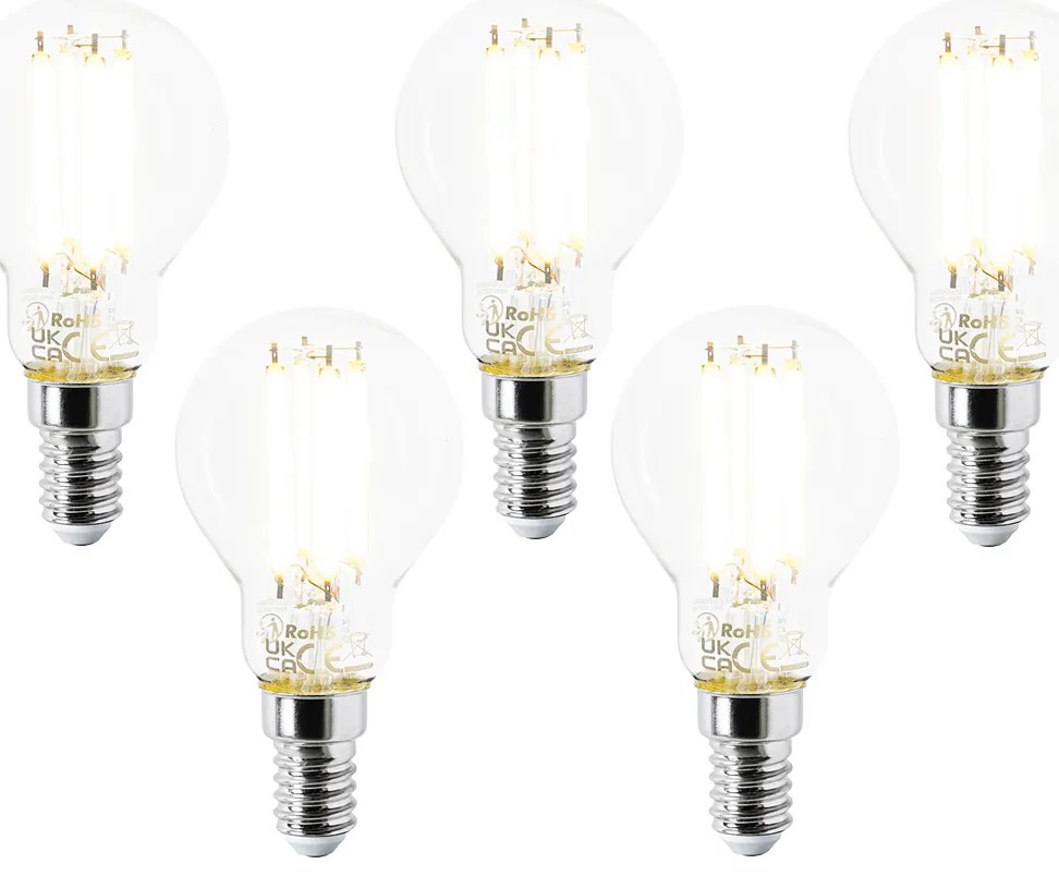 Set van 5 E14 LED lamp P45 helder 2,2W 470 lm 2700K