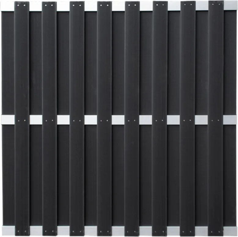 Schutting composiet Capri antraciet met blank aluminium frame (180 x 180 cm)