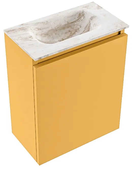 Mondiaz Ture DLux toiletmeubel 40cm ocher met wastafel frappe midden zonder kraangat