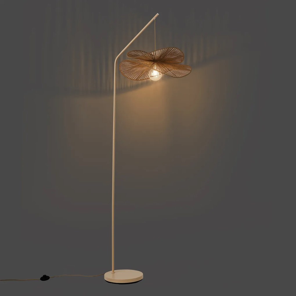 Japandi vloerlamp beige met beige kap - Nest