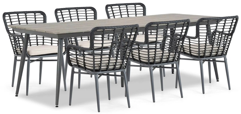 Tuinset 6 personen 240 cm Aluminium/Wicker Zwart De Laan Projects