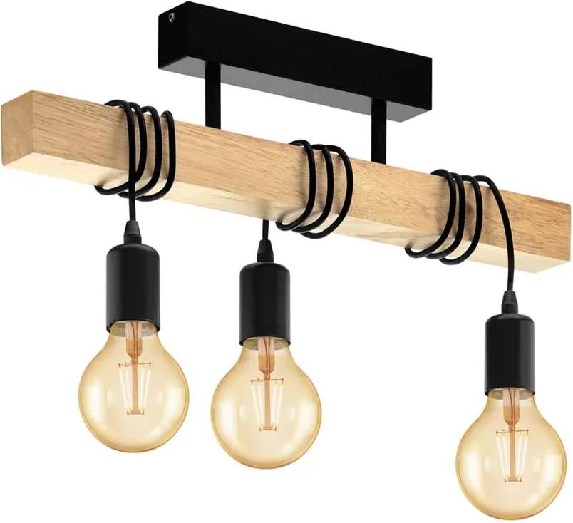 EGLO plafondlamp Townshend 3-lichts - eikenhout/zwart - Leen Bakker