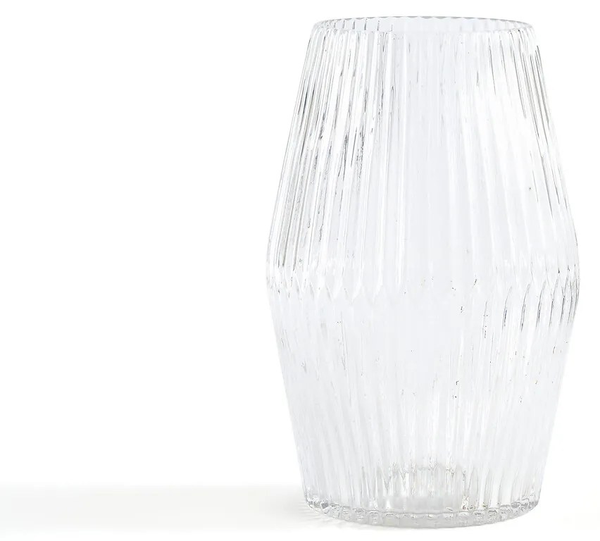 Vaas in glas met groeven, cilindervorm H25 cm, Afa