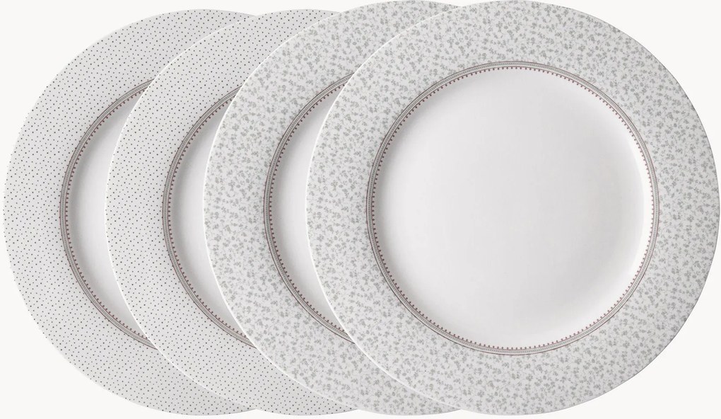 Porseleinen dinerborden Flat, 4-delig