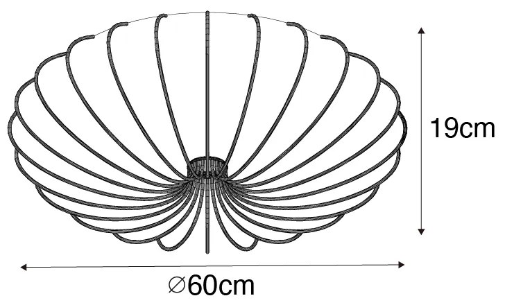 Stoffen Japandi plafondlamp goud 60cm 5-lichts - Plu Design E27 rond Binnenverlichting Lamp