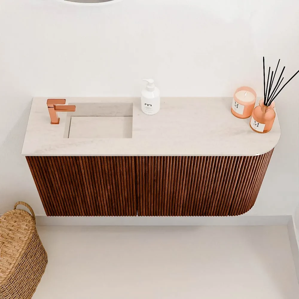 Commode Ronding Inkomhal Mondiaz Joya DLux 80cm toiletmeubel ronding rechts ruby met wastafel ...