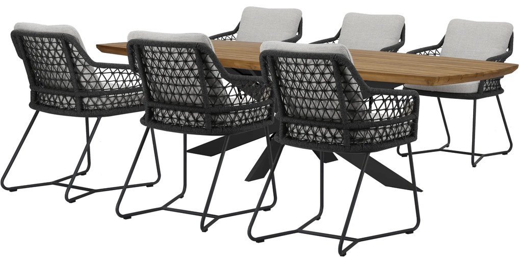 Taranto Lido dining tuinset 240x100xH75 cm 7 delig antraciet
