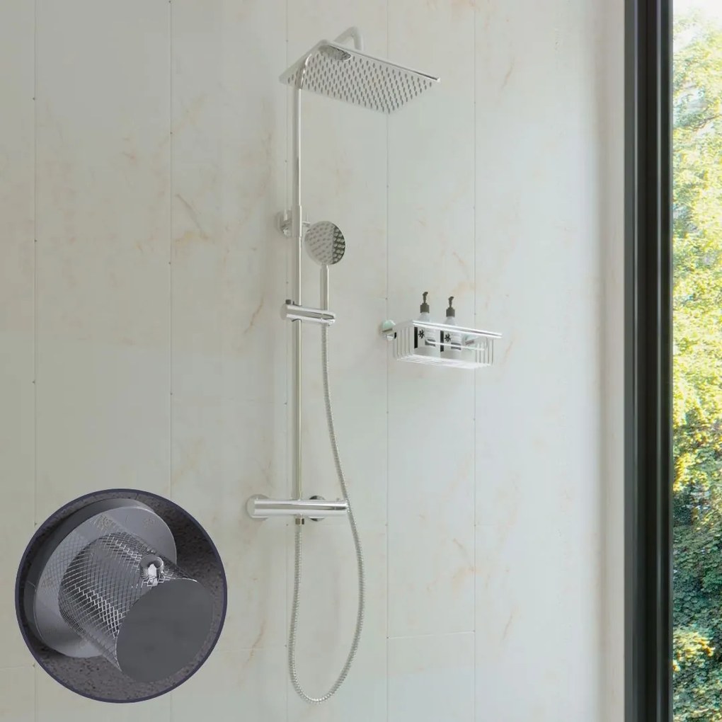 Saniclear Vision Curved opbouw regendouche met 20x30cm hoofddouche chroom
