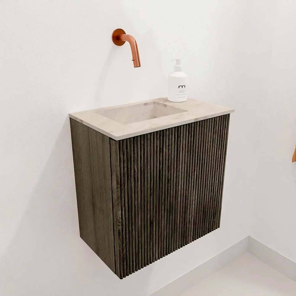 Mondiaz Joya DLux 40cm toiletmeubel shadow met wastafel faye links zonder kraangat frappe