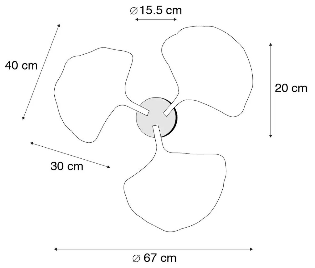 Oosterse plafondlamp messing met zwart 3-lichts - Louka