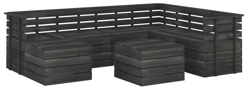 vidaXL 8-delige Loungeset pallet massief grenenhout donkergrijs