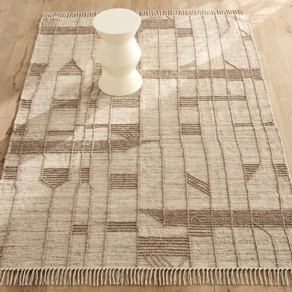 Handgeweven vloerkleed in wol en katoen, Baatha