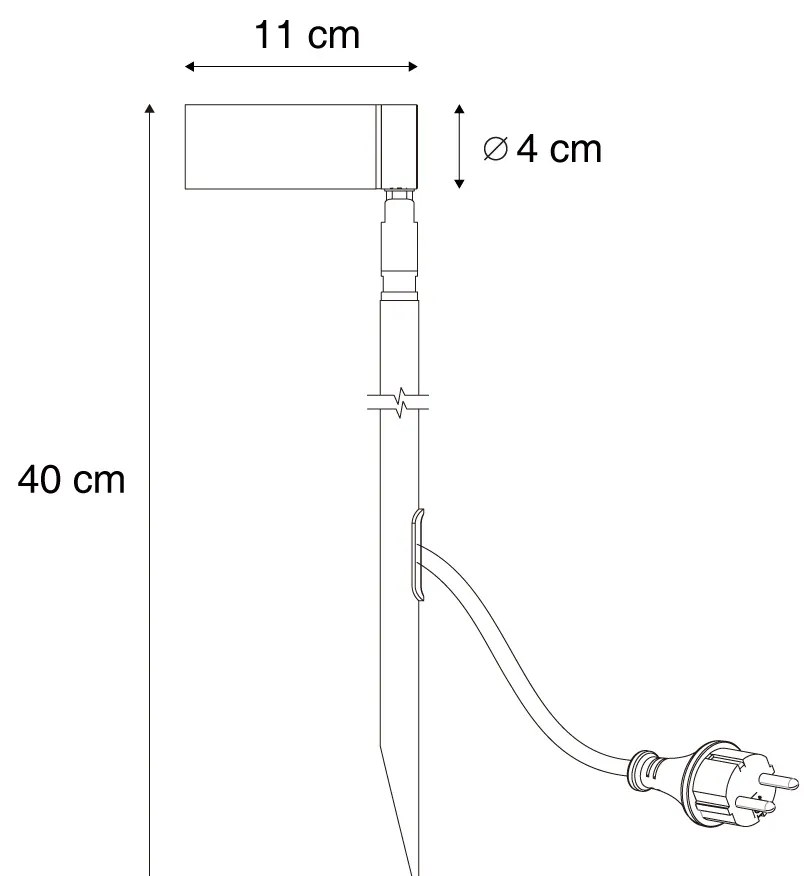 Buitenlamp Prikspot zwart 40cm incl. LED verstelbaar IP65 incl. snoer en stekker - Carl Modern IP65 Buitenverlichting rond