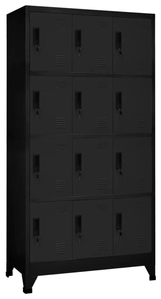 vidaXL Lockerkast 90x45x180 cm staal zwart