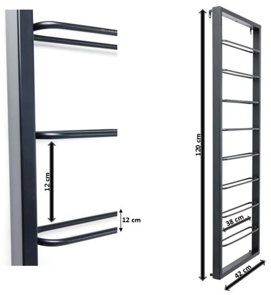 Kare Design Bistro Zwart Wijnrek Hangend - 42x6x120cm.