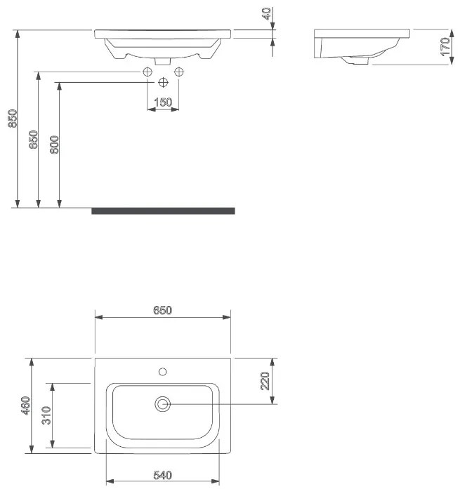 Sanicare Q18 keramische wastafel 65cm met kraangat wit glans