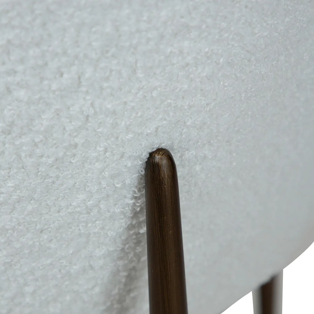 Dan-Form Orbit Eetkamerstoel Met Hoge Rugleuning Rond Boucle Wit