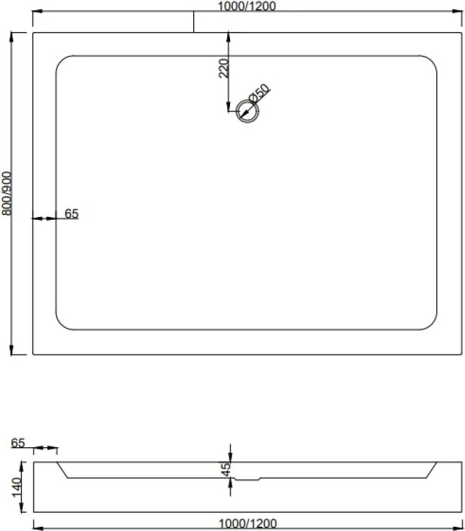 Mexen Apia schuifdouchecabine 120 x 90 cm, transparant, zwart + Rio douchebak - 840-120-090-70-00-4510