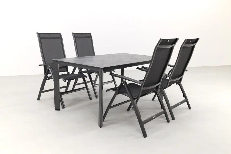Kettler Legato/Edge verstelbare aluminium tuinset voor 4 personen 160x95 cm. - Antraciet