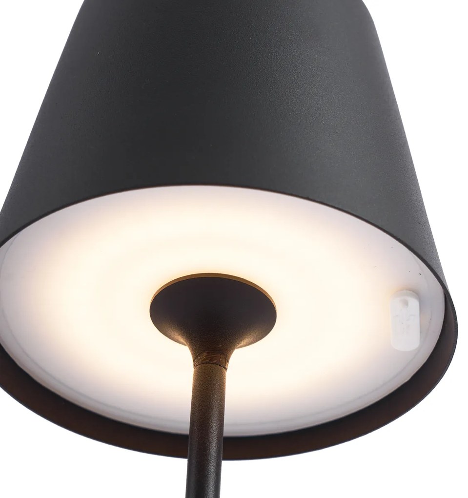 Moderne tafellamp zwart 37cm incl. LED dimbaar IP54 oplaadbaar - Topi Modern IP54 rond Binnenverlichting Lamp