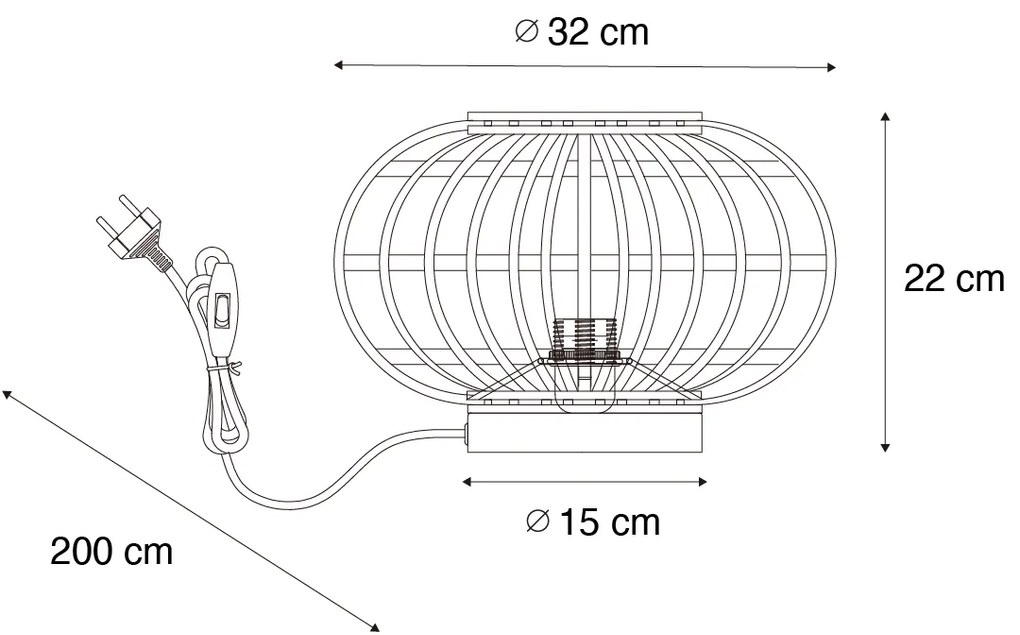 Oosterse tafellamp bamboe - AmiraOosters E27 rond Binnenverlichting Lamp