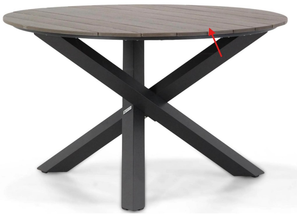 Tuinset Ronde Tuintafel 4 personen 125 cm Aluminium/textileen Grijs Lifestyle Garden Furniture Ultimate/Ancona