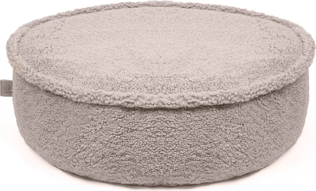 Ronde Kinderpoef Bearly Teddy - Lichtgrijs