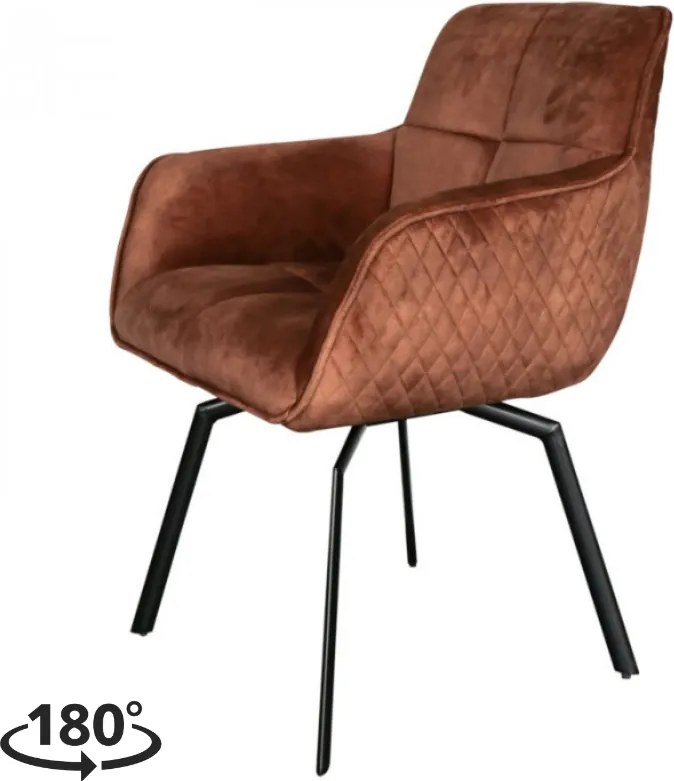 Eetkamerstoel - Peter - Draaibaar - stof Velours Adore bronze