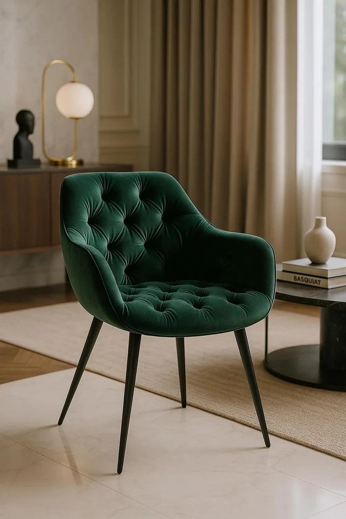 Zandel Zwart Fluwelen Stoel