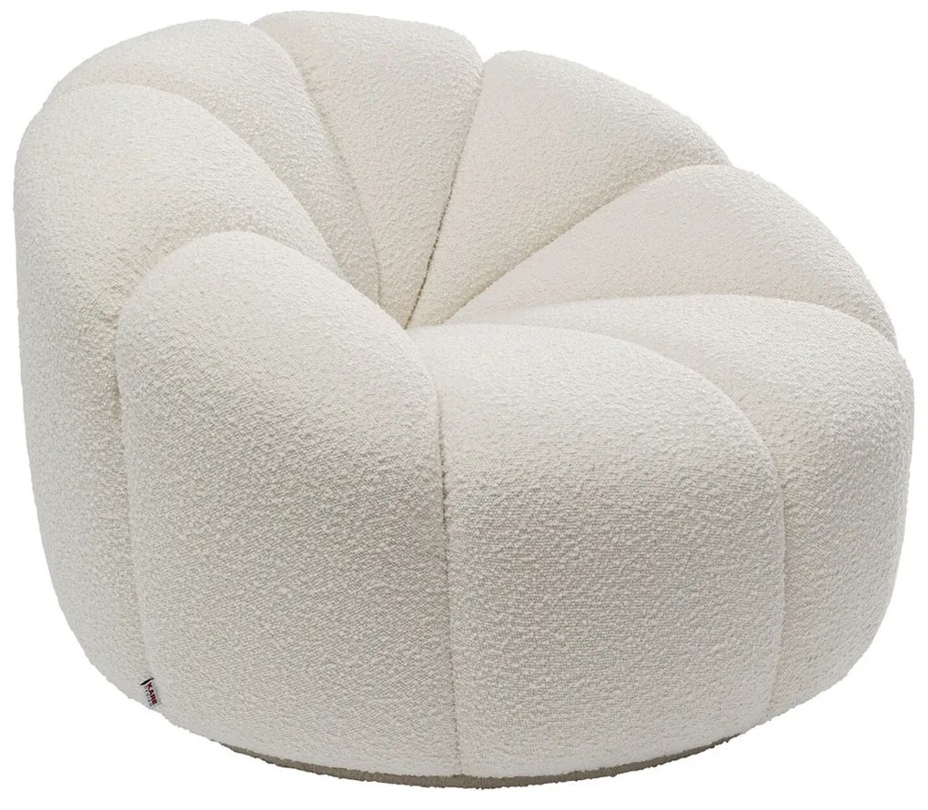 Kare Design Peppo Ronde Fauteuil Draaibaar Wit Boucle