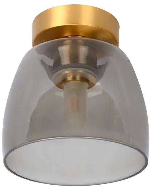 Lucide Tyler plafondlamp 33W smoke glas goud