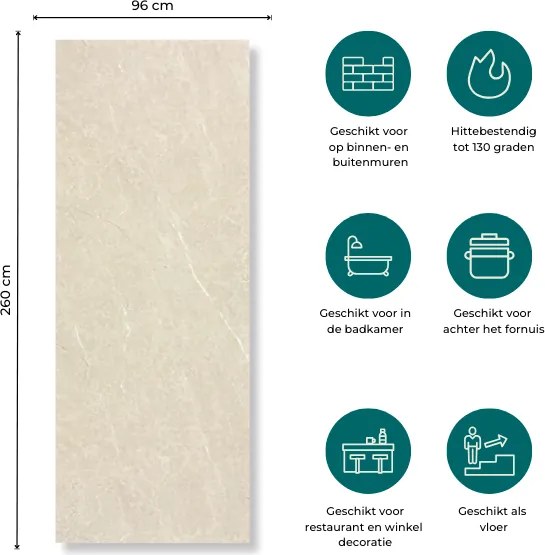 SPC Marmer Wandpaneel MAT Botticino 260x96x0.3cm | Badkamer Wandpanelen