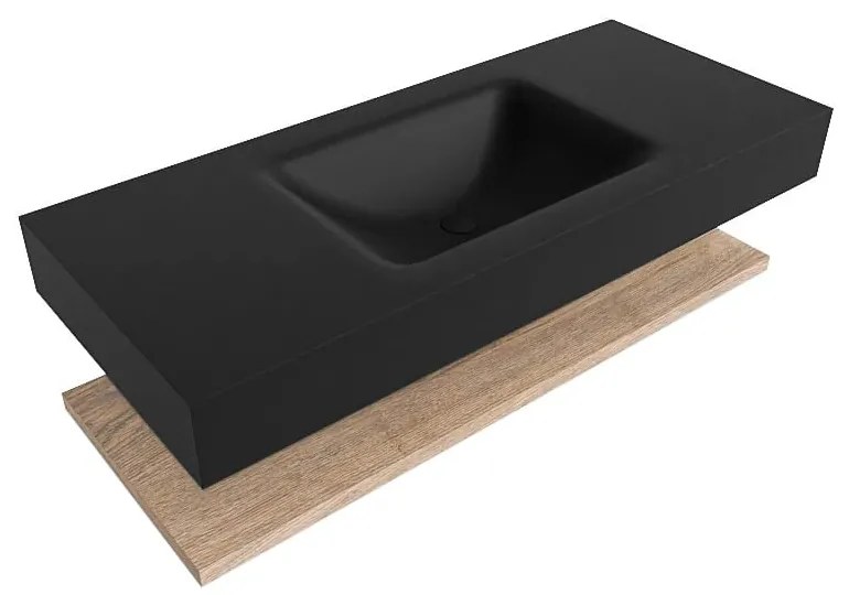 Zaro Alan badmeubel 110cm met planchet washed oak en vrijhangende wastafel cloud midden 1 kraangat urban