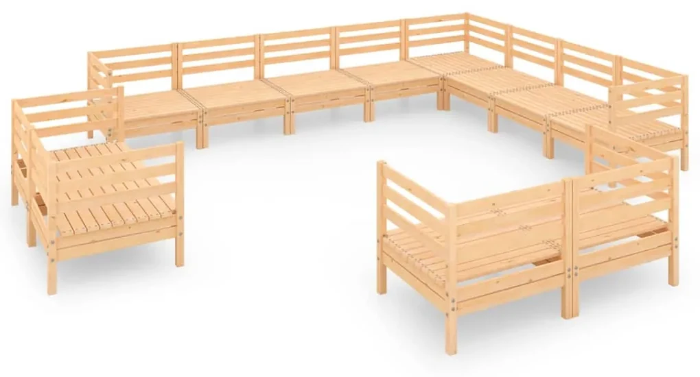 vidaXL 12-delige Loungeset massief grenenhout