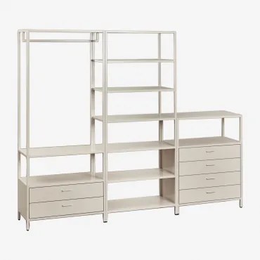 Janine 3-delige Open Modulaire Kledingkast Met Stalen Lades Tapioca Beige - Sklum