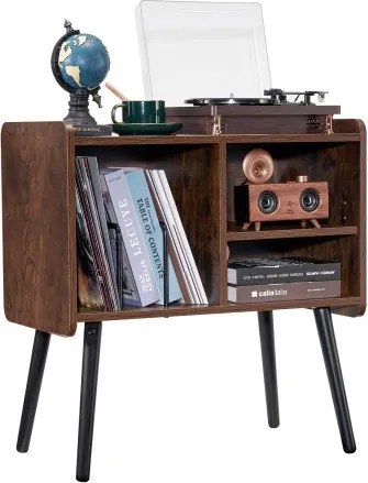 VEVOR Platenspelerstandaard met verwijderbare planken, platenstandaard met opbergruimte voor maximaal 100 albums, vinylplatenkast, draaitafel, in hoogte verstelbaar voor woonkamer/slaapkamer