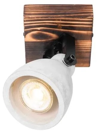 Industriële plafondspot hout met beton - Creto