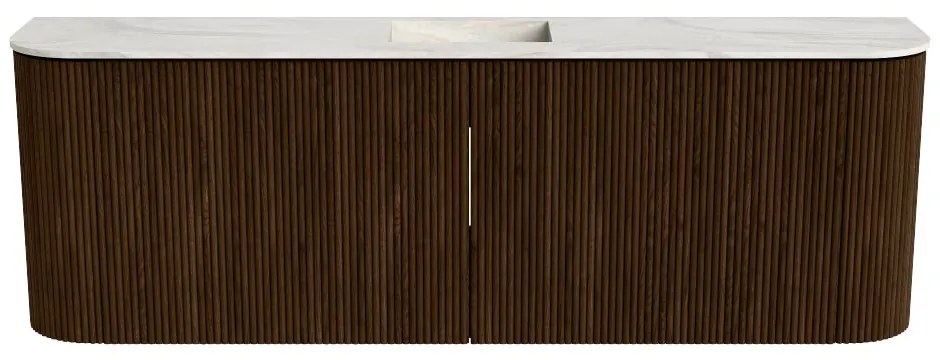 Mondiaz Joya DLux 125cm toiletmeubel ronding links/rechts walnut met wastafel faye midden 1 kraangat ostra