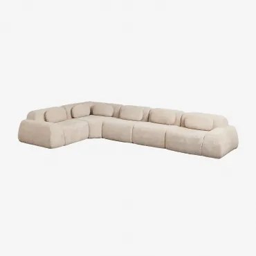 Modulaire Hoekbank Van 5 Delen In Vacuüm Verpakte Chenille Merida Chenille Dik Tapiocabeige - Sklum